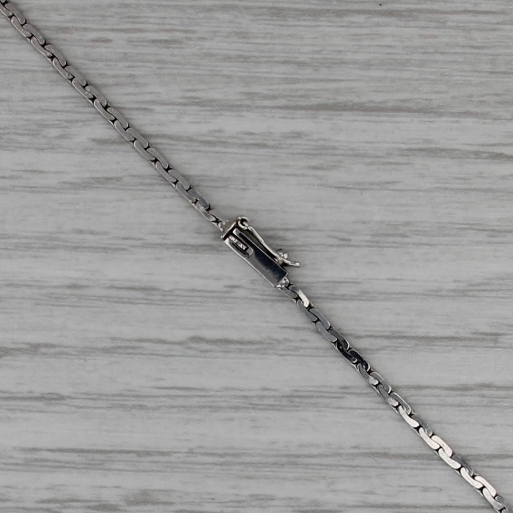 0.48ctw Emerald Diamond Pendant Necklace 14k White Gold C-Link Chain 16"