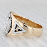 Diamond Scottish Rite Signet Ring 14k Gold Palladium Eagle Yod Masonic Men's