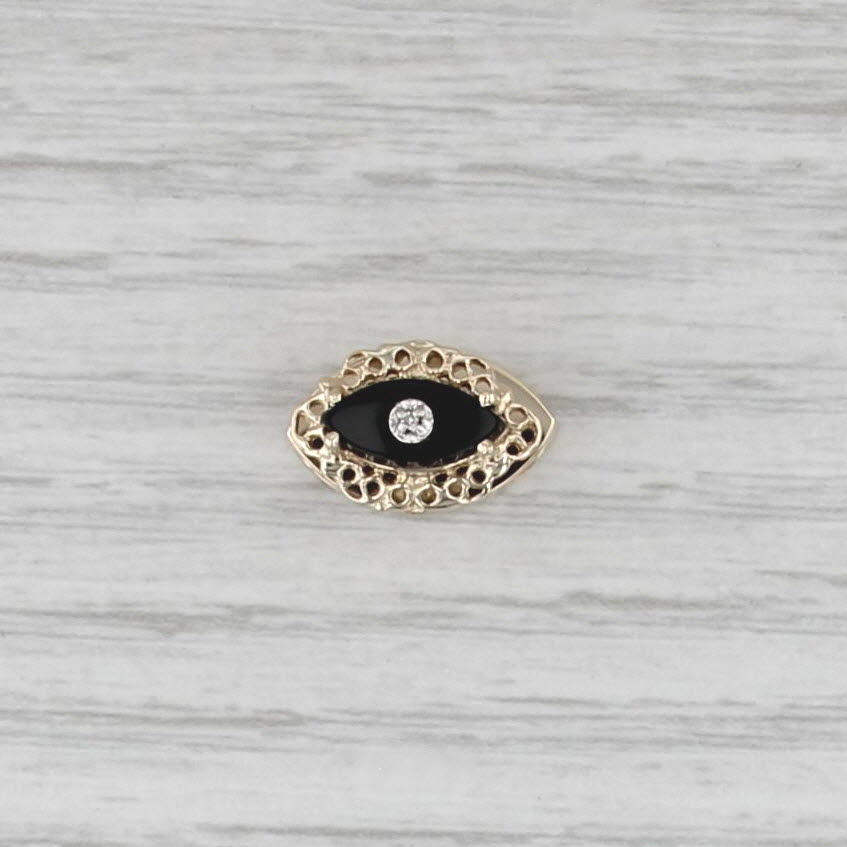 Onyx Diamond Slide Bracelet Charm 14k Yellow Gold Vintage