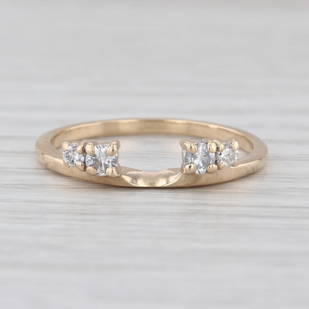 0.15ctw Diamond Wedding Band Jacket Guard 14k Gold Size 7.5 Stackable Ring