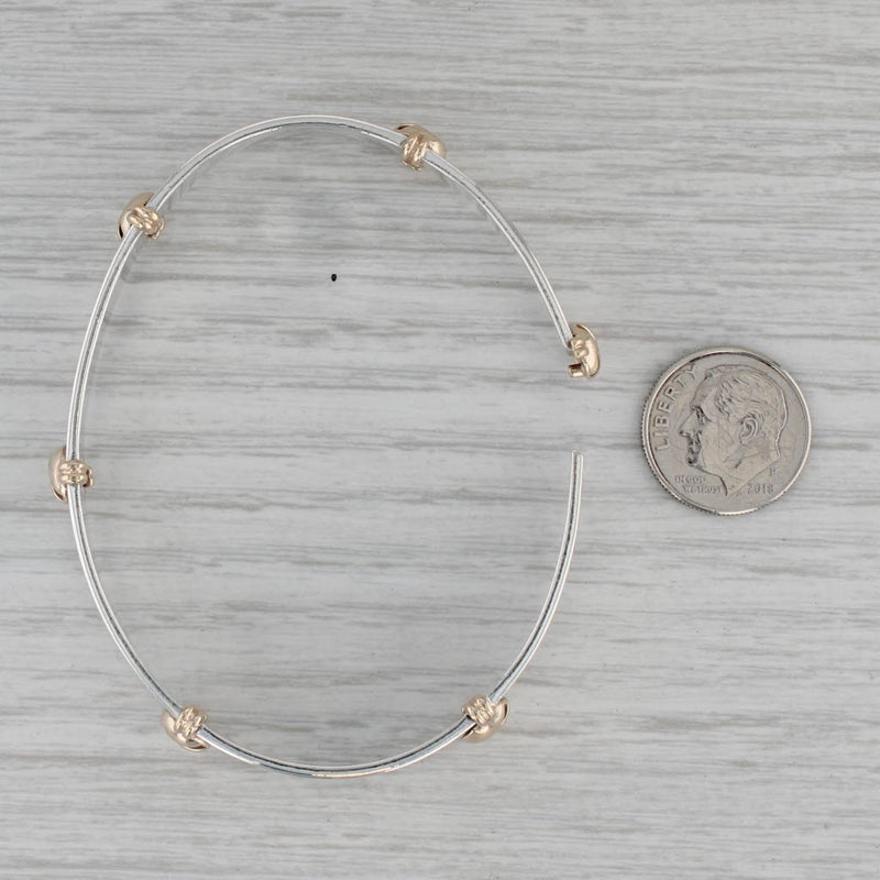Vintage Succo Dots Screws Bangle Bracelet Sterling Silver 14k Gold 6.75"