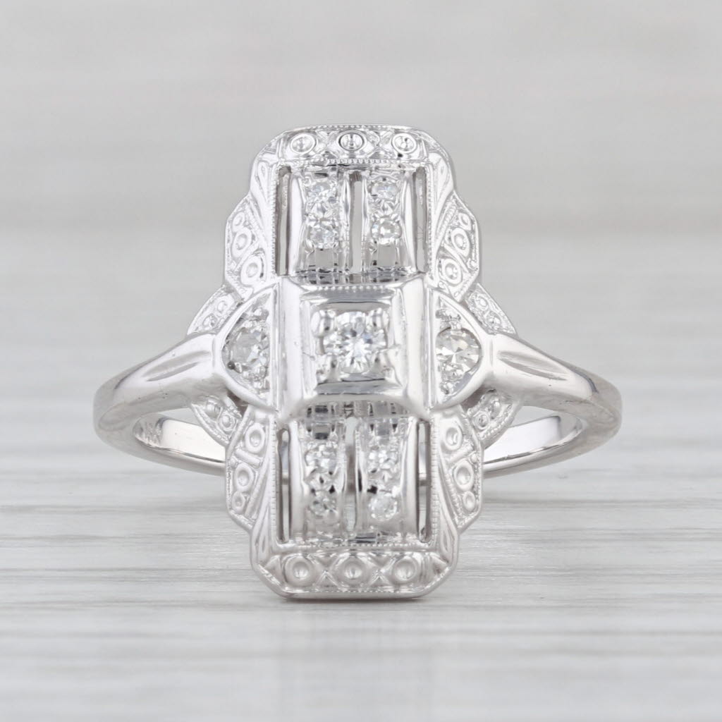 Vintage 0.15ctw Diamond Ring 18k White Gold Size 7