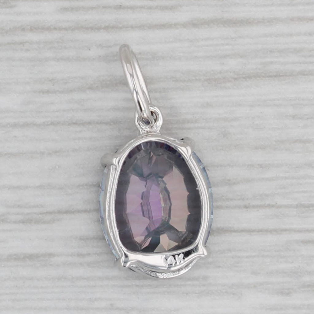 Gray 2.55ct Mystic Topaz Solitaire Pendant 14k White Gold Oval Purple Blue Pink Stone