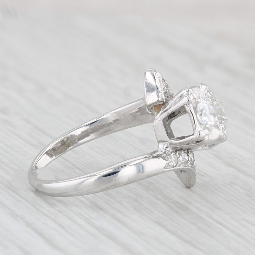 Light Gray Vintage 0.87ctw Diamond Bypass Ring 14k White Gold Size 5.75