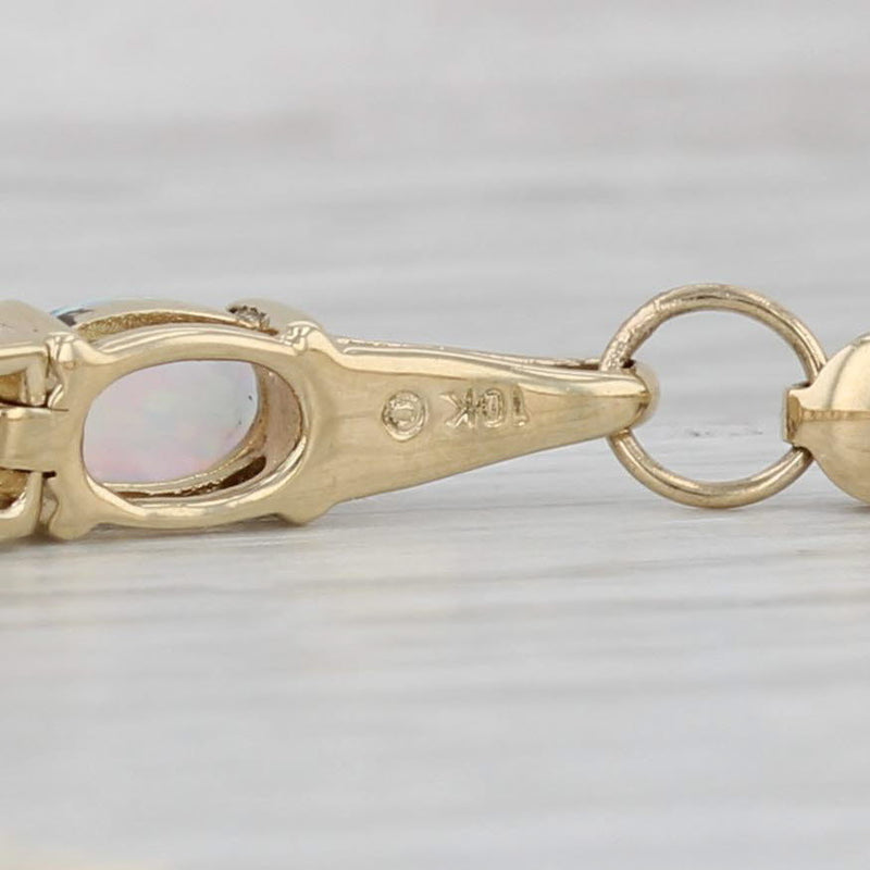 Gray Lab Created Opal Diamond Tennis Bracelet 10k Yellow Gold 7.25" 4.3mm