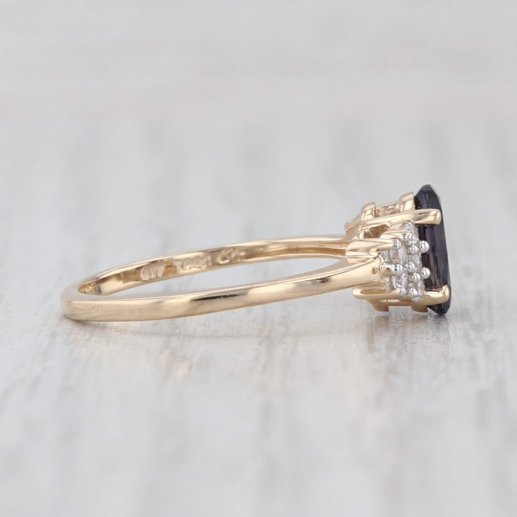 1ctw Oval Blue Iolite Zircon Ring 10k Yellow Gold Size 7.25