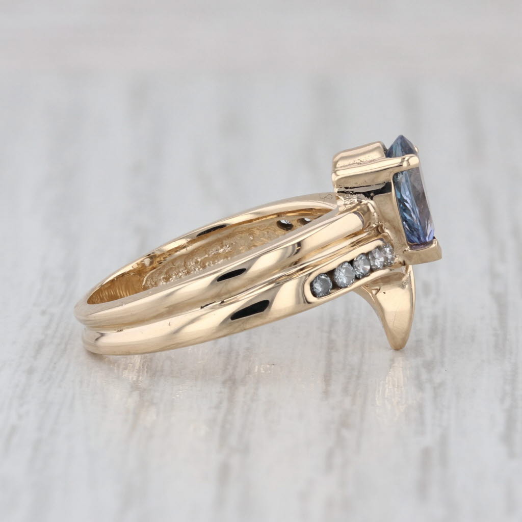 1.22ctw Pear Tanzanite Diamond Bypass Ring 14k Yellow Gold Size 7.25