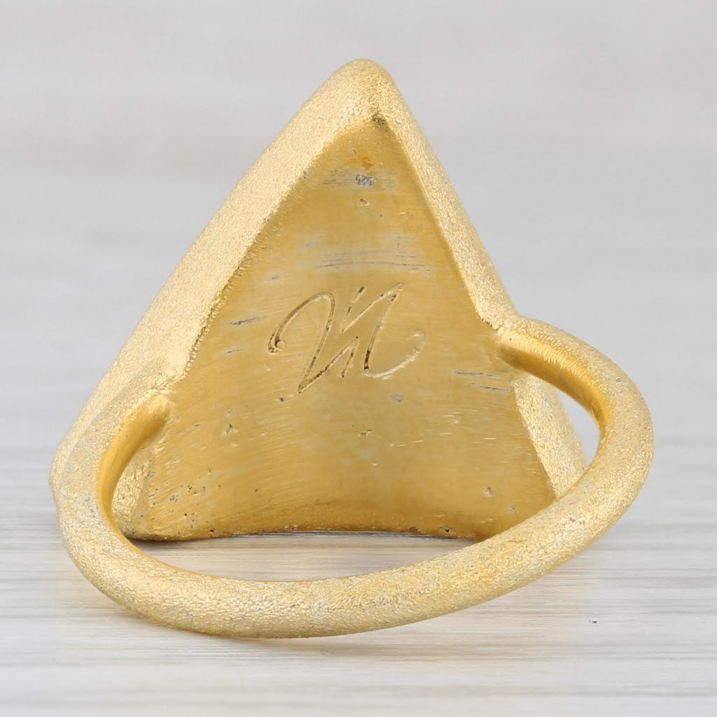 Gray New Nina Wynn Drusy Quartz Triangle Ring Sterling Silver 22k Gold Plated Size 7