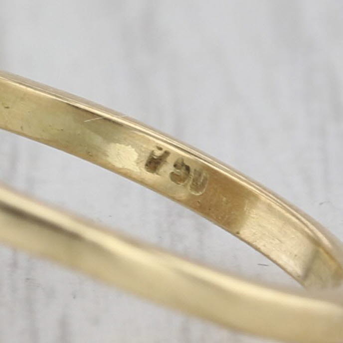 Italian Vibrant Blue Enamel Diamond Ring 18k Yellow Gold Size 6.75