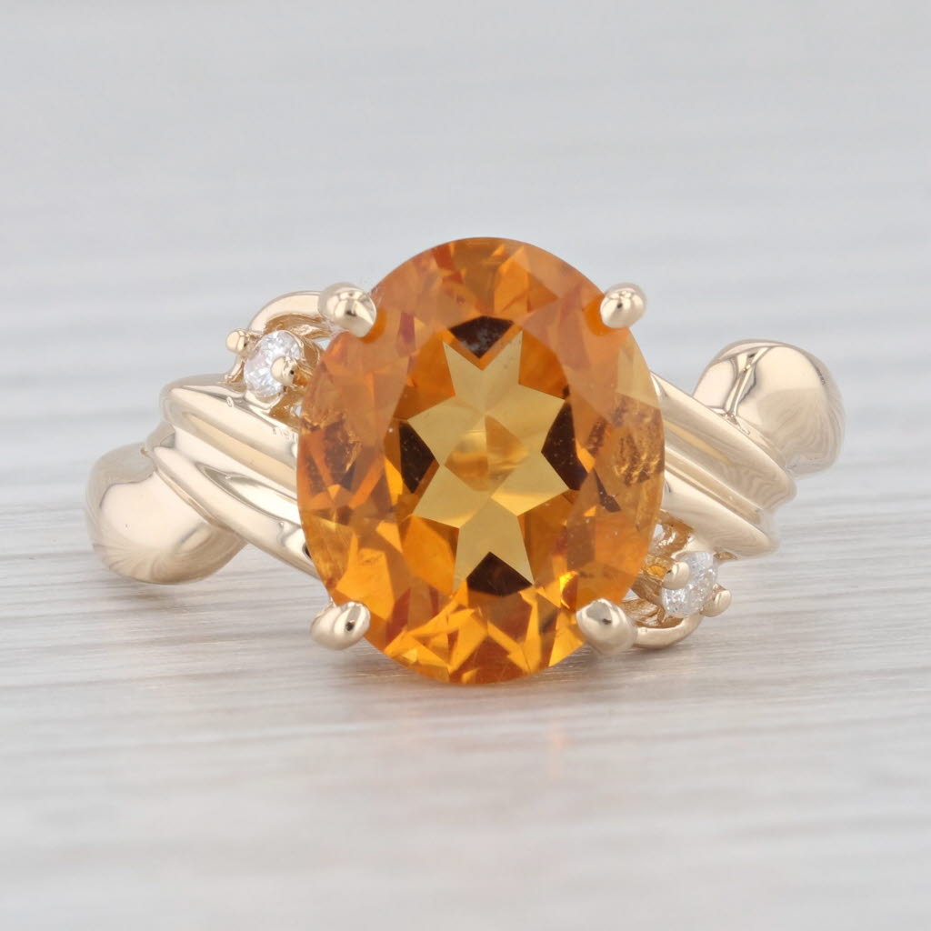 Light Gray 4.24ctw Orange Oval Citrine Diamond Ring 14k Yellow Gold Size 8