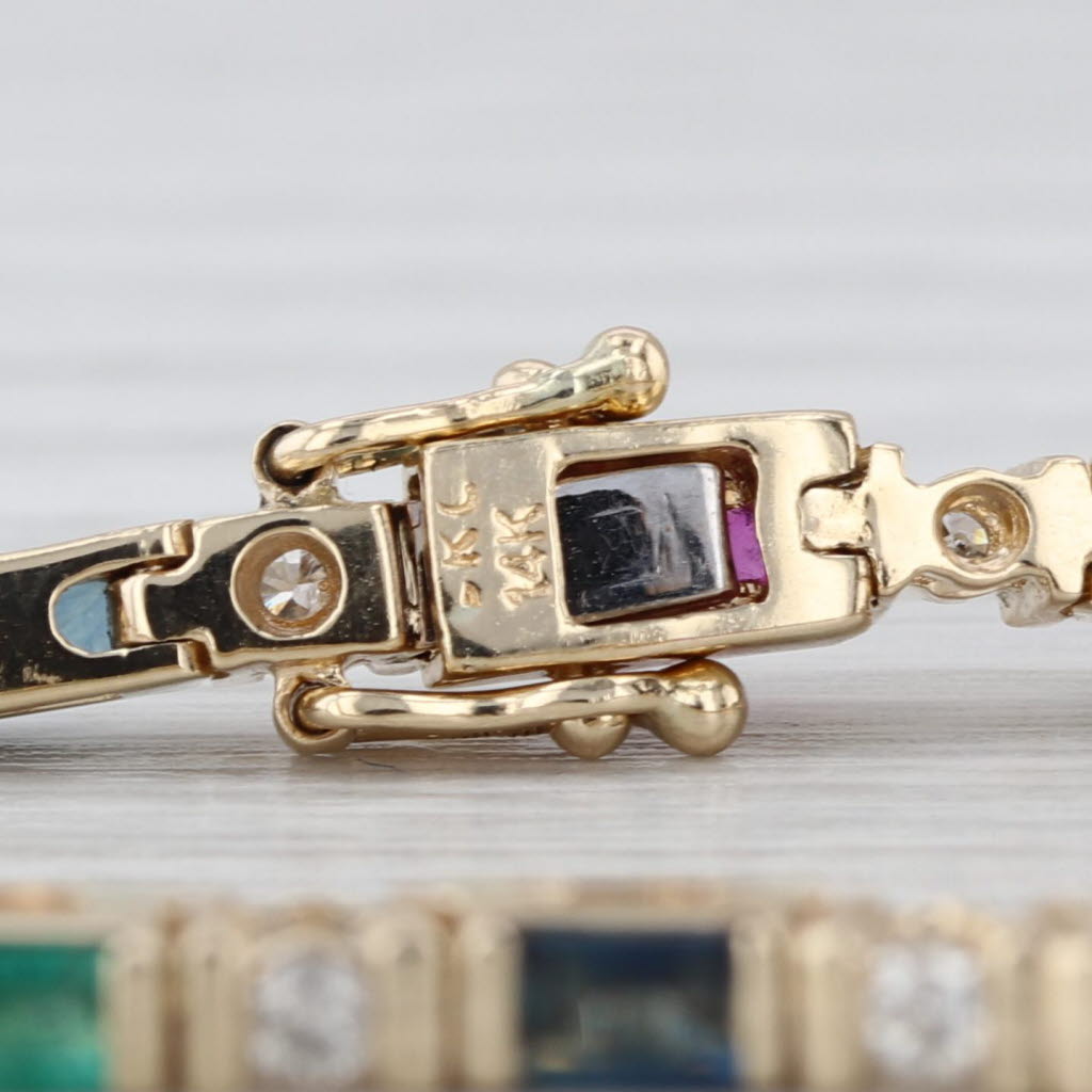 2.88ctw Gemstone Tennis Bracelet 10k Gold Diamond Ruby Sapphire Emerald 7" 2.5mm
