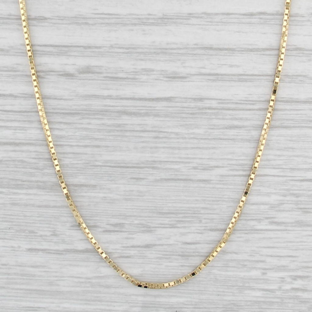 New Box Chain 14k Yellow Gold 16" 1.1mm Lobster Clasp