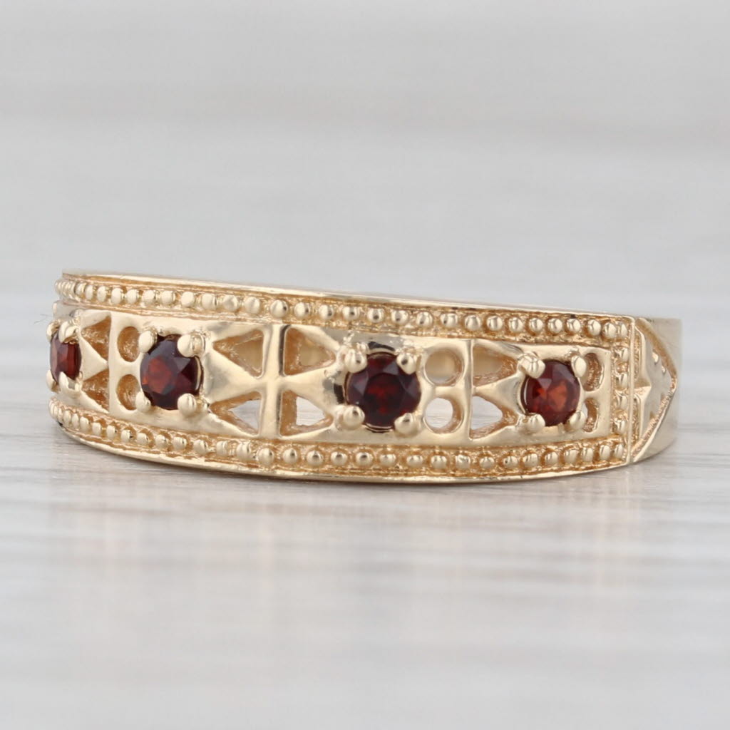 Light Gray 0.25ctw Garnet Ring 14k Yellow Gold Size 8 Stackable Openwork Band