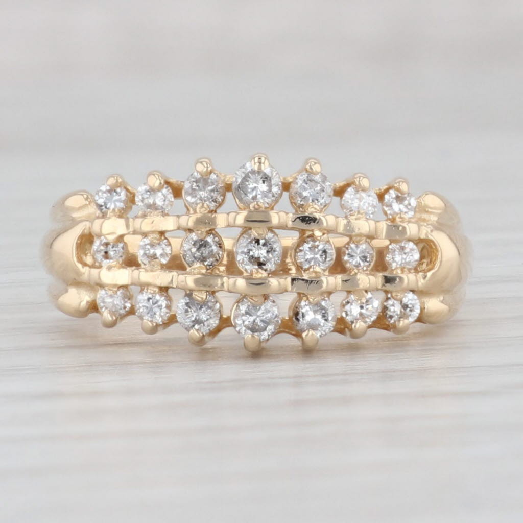 Light Gray 0.50ctw Diamond Cluster Ring 14k Yellow Gold Size 7.5 Tiered Pyramid