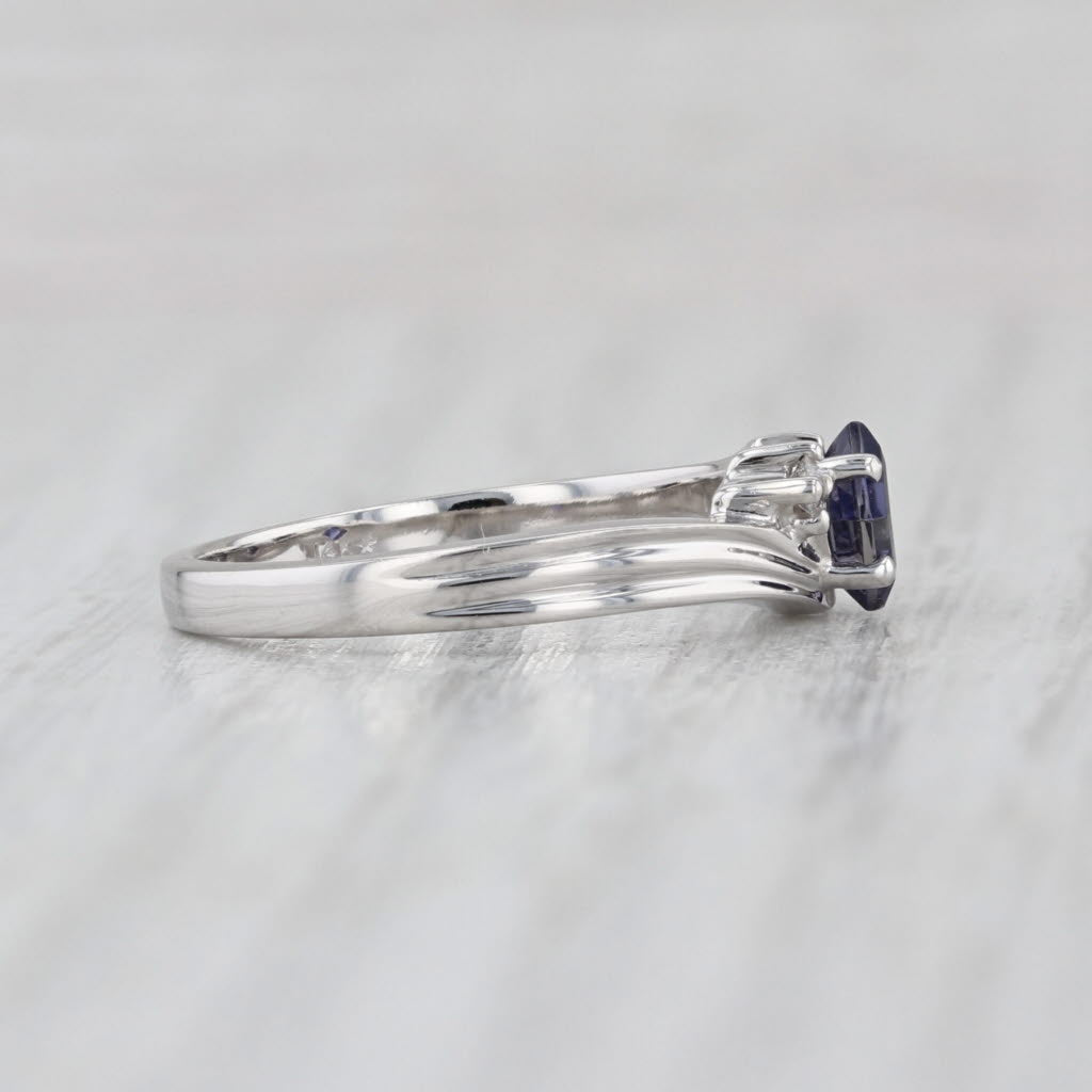0.36ctw Blue Iolite Diamond Ring 14k White Gold Size 6