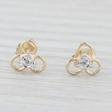 Diamond Flower Stud Earrings 10k Yellow Gold