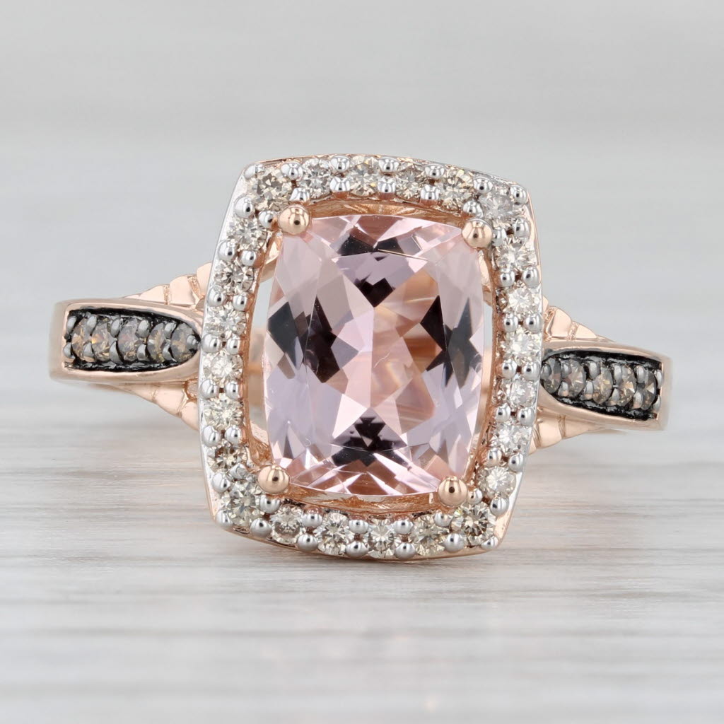 Gray Le Vian 2.05ctw Morganite Diamond Halo Ring 14k Rose Gold Size 7 Engagement