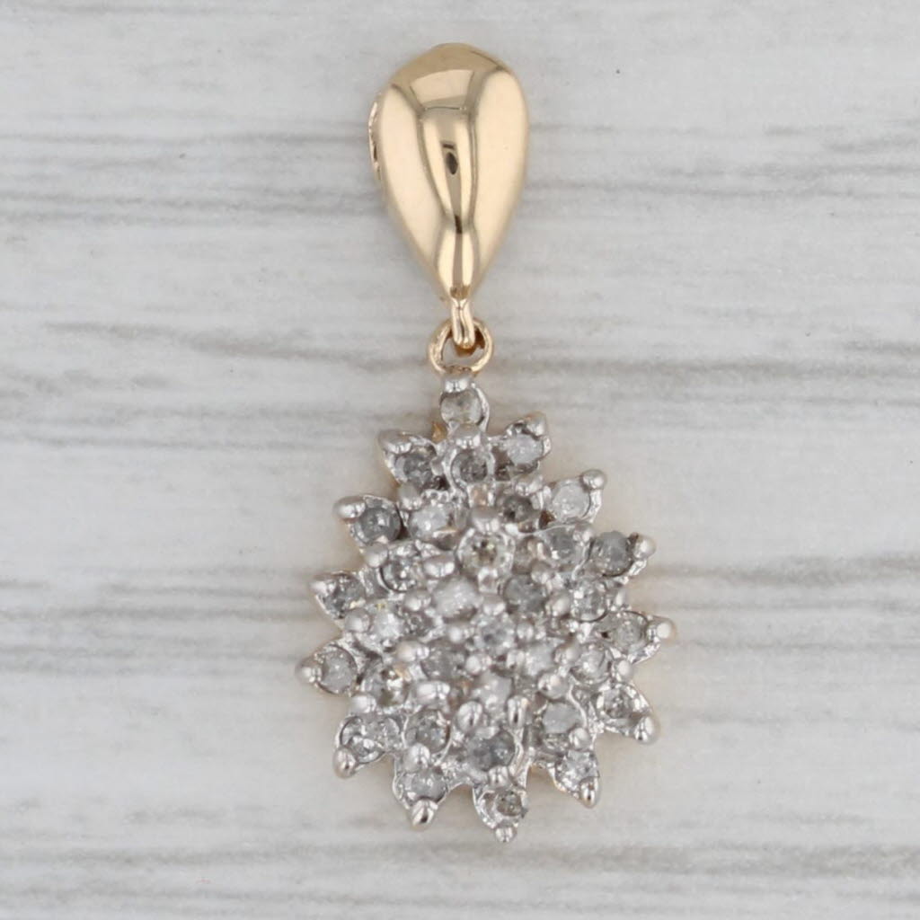 Gray 0.22ctw Diamond Cluster Pendant 10k Yellow Gold Small Drop