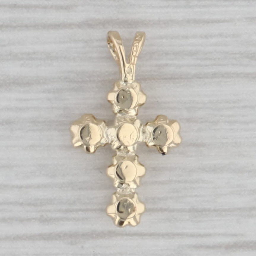 Gray Small Diamond Cross Pendant 10K Yellow Gold