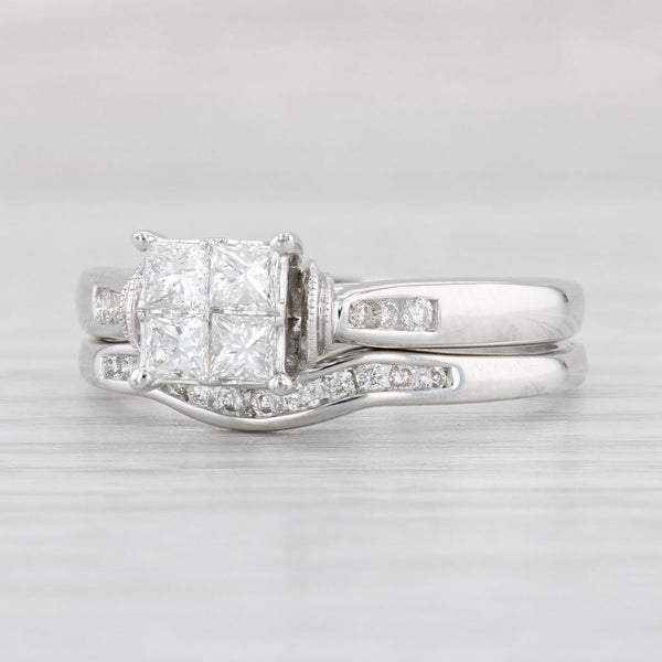 0.69ctw Princess Diamond Engagement Ring Wedding Band Set 14k White Gold Sz 9.25