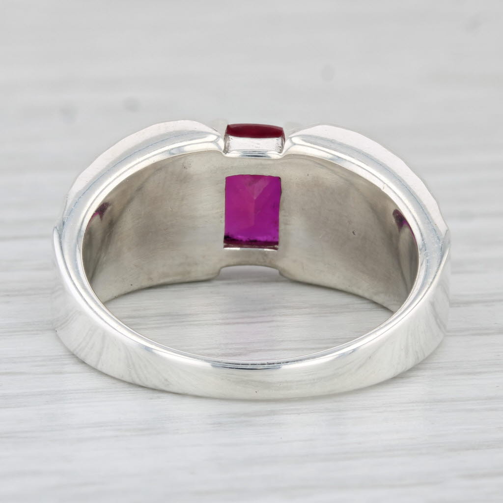 Light Gray Lab Created Ruby Leaf Ring Sterling Silver 12k Rushmore Black Hills Sz 11.25