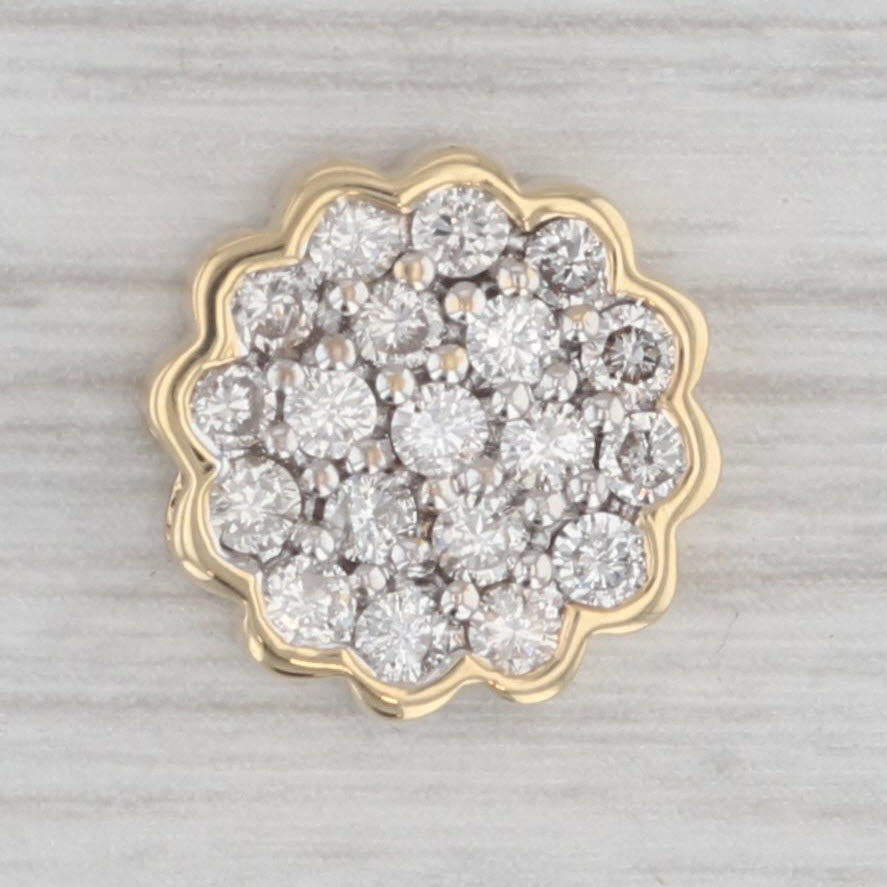 Gray 0.60ctw Diamond Cluster Flower Pendant 18k Yellow Gold