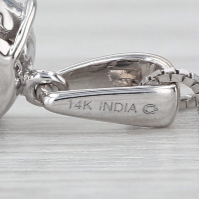 0.16ctw Diamond Halo Pendant Necklace 14k White Gold 16-18" Box Chain