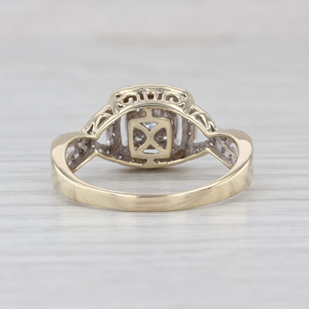 0.75ctw Diamond Halo Engagement Ring 14k Yellow Gold Size 9