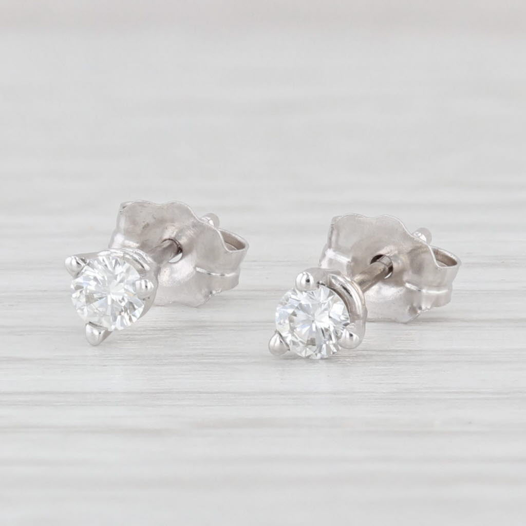 Light Gray New 0.19ctw VS2 Diamond Stud Earrings 14k White Gold Round Solitaire Studs