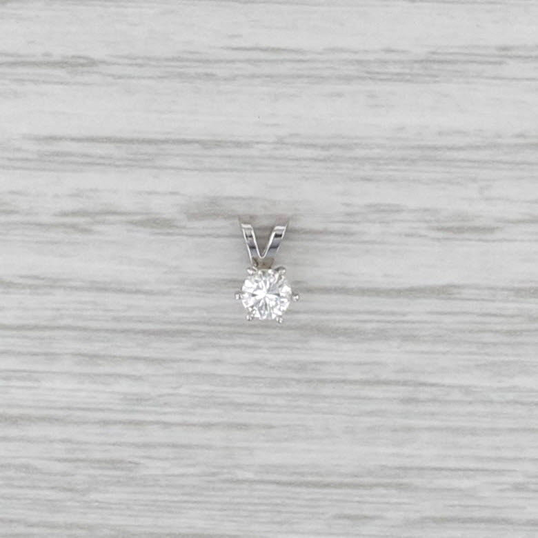 New 0.25ct Diamond Solitaire Pendant 14k White Gold 6 Prong Small Round Drop
