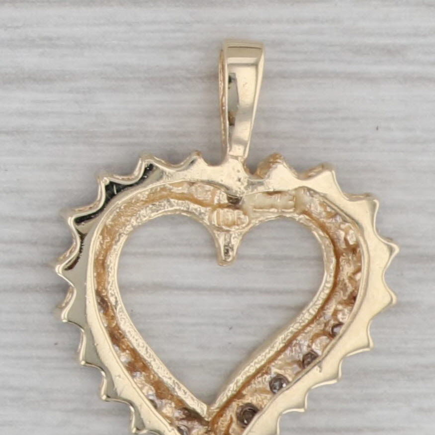 Gray 0.22ctw Diamond Open Heart Pendant 10k Yellow Gold Keepsake Gift