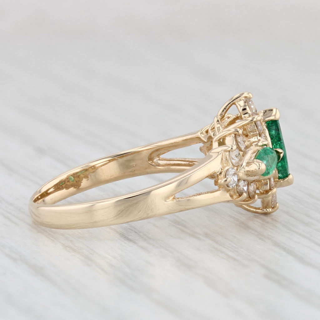 Light Gray 0.96ctw Marquise Emerald Diamond Ring 14k Yellow Gold Size 7.5