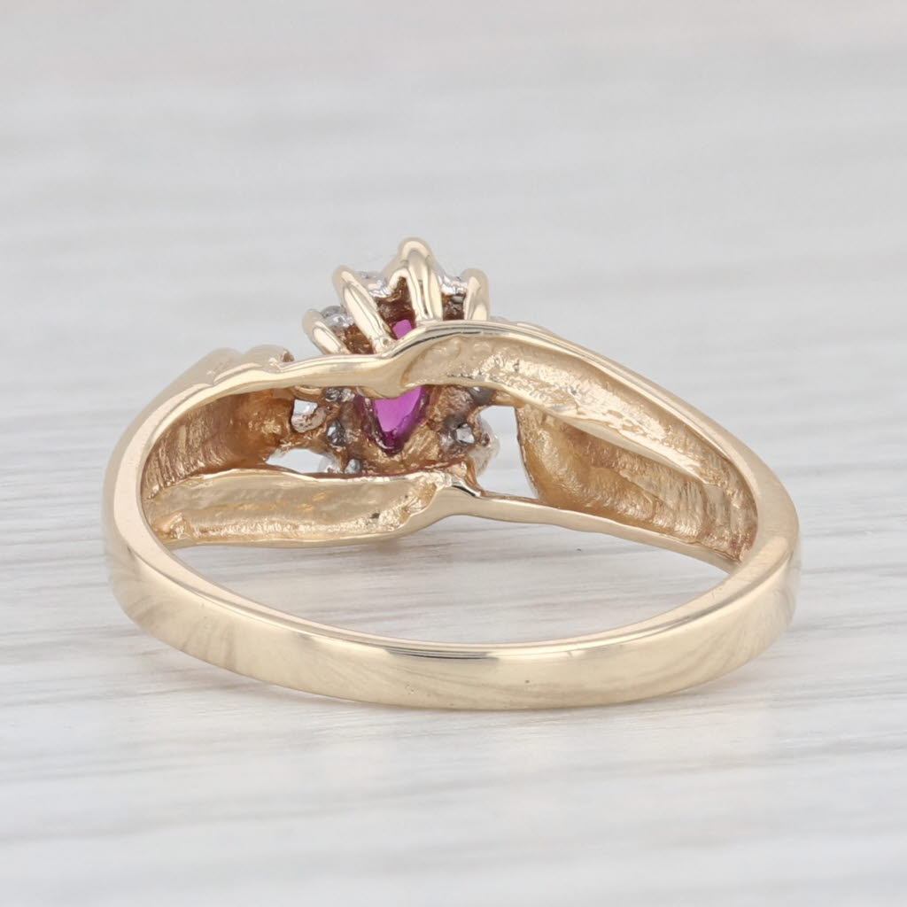 Light Gray 0.25ctw Marquise Ruby Diamond Halo Ring 10k Yellow Gold Size 6.25