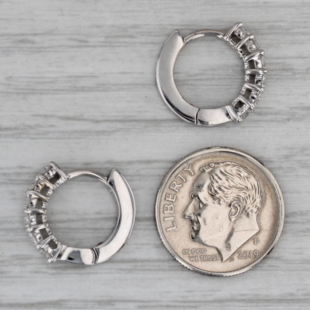 Dark Gray Roberto Coin 0.70ctw Diamond Hoop Earrings Box 18k Gold Single Line Oval Hoops
