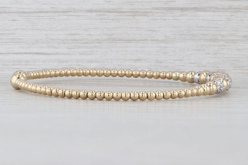 Gabriel & Co 0.37ctw Diamond Beads Cuff Bracelet 14k Yellow Gold 6.5" Flexible