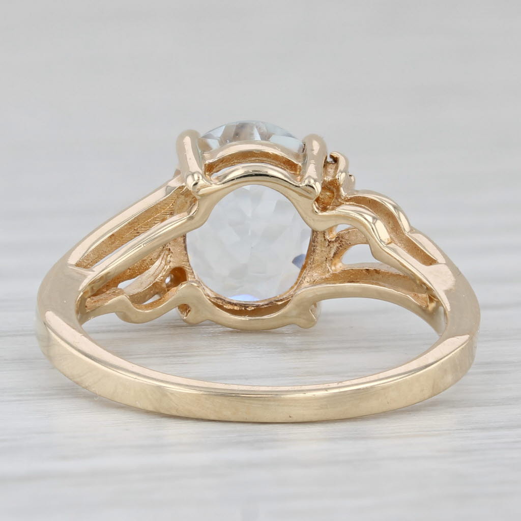 Light Gray 1.87ctw Oval Aquamarine Solitaire Ring 10k Yellow Gold Diamond Accents Size 7