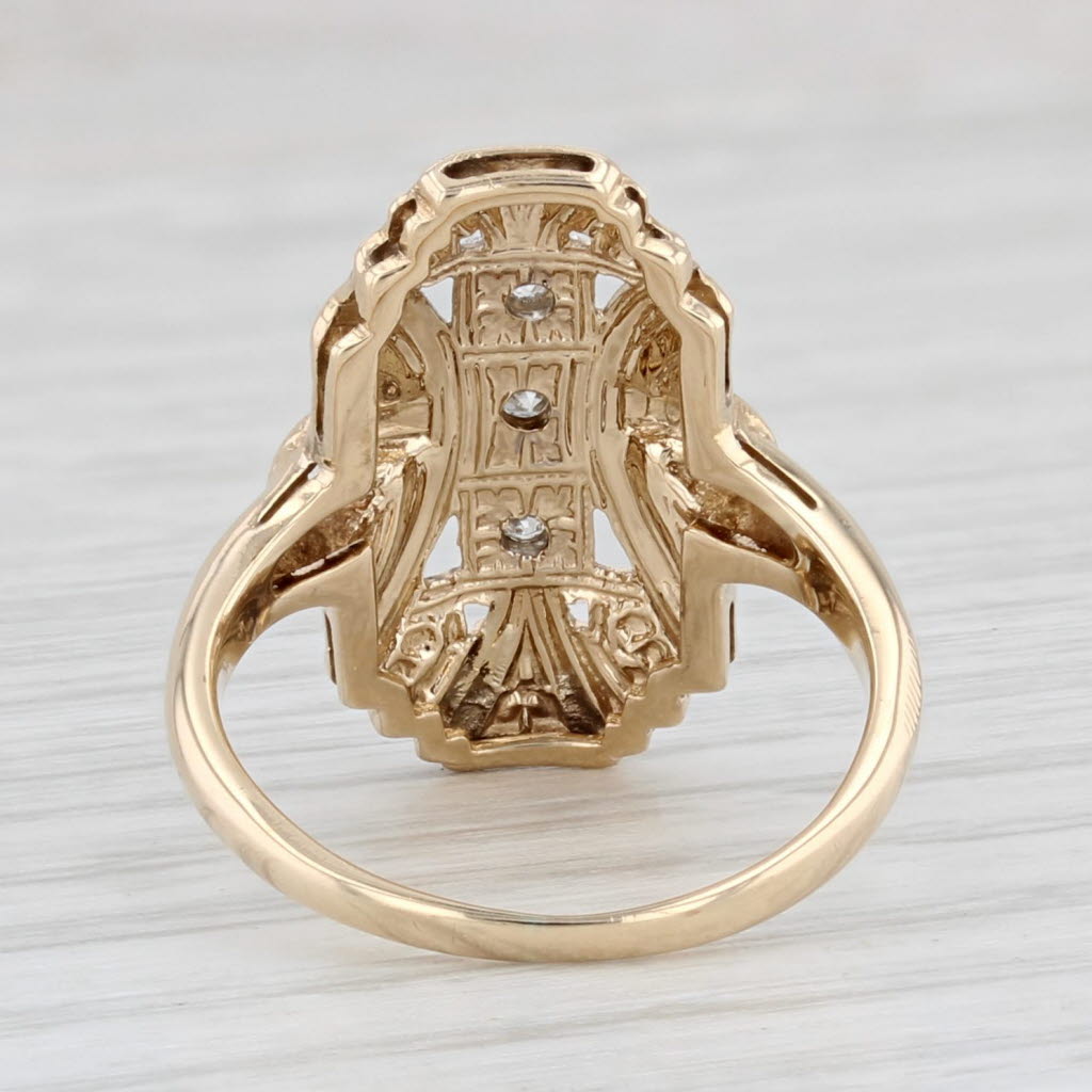 Light Gray Vintage Diamond Ring 14k Yellow Gold Size 4.25 3-Stone