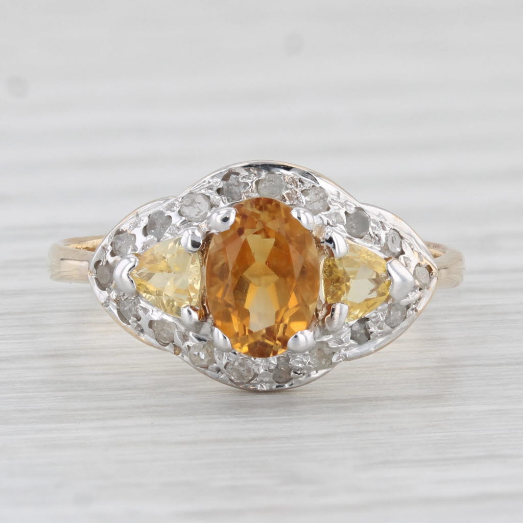 Light Gray 0.59ctw Oval Citrine Diamond Ring 10k Yellow Gold Size 7