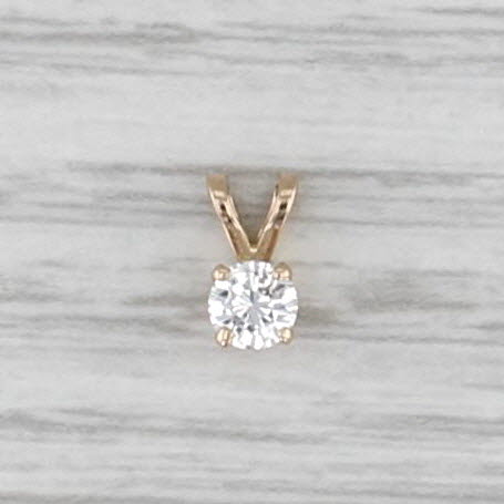 Small 0.25ctw Round Brilliant Diamond Solitaire Pendant 14k Yellow Gold