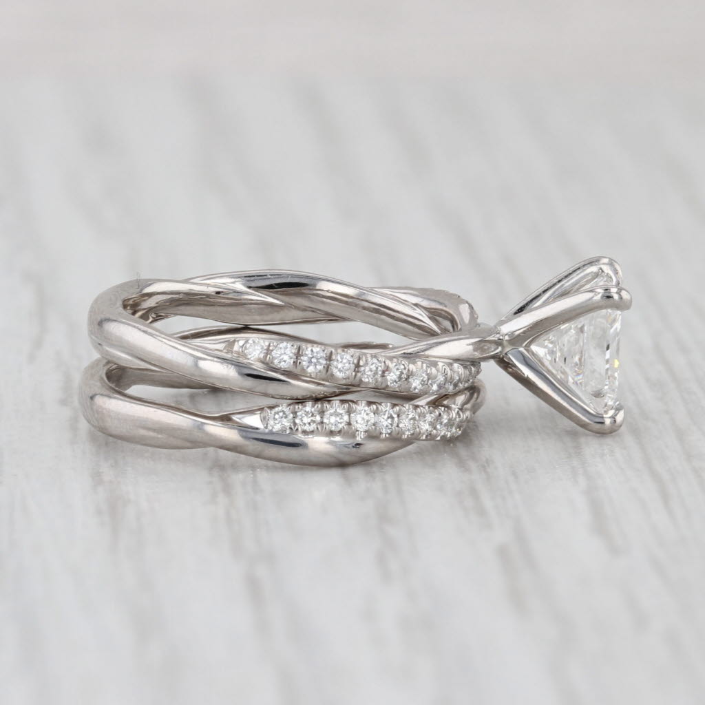 1.64ctw Diamond Engagement Ring Wedding Band Bridal Set Platinum Size 6 GIA