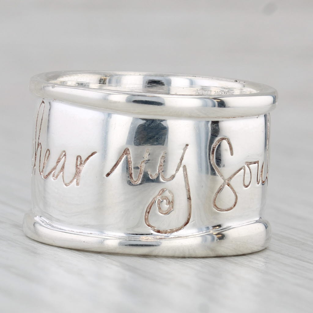 Light Gray Hear My Soul Shawn Killinger Ring Sterling Silver Statement Band Size 10.5