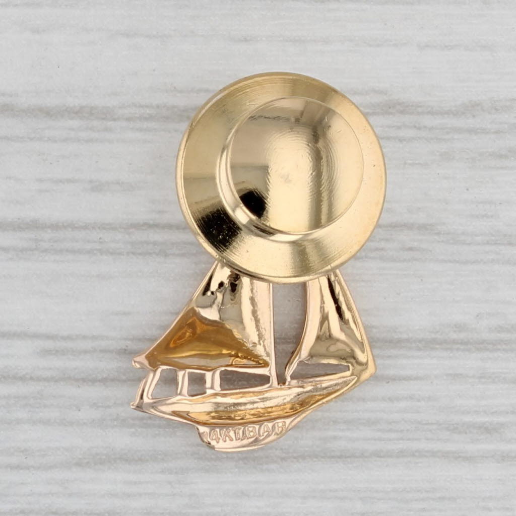 Gray Sailboat Lapel Pin 14k Yellow Gold Tie Tac