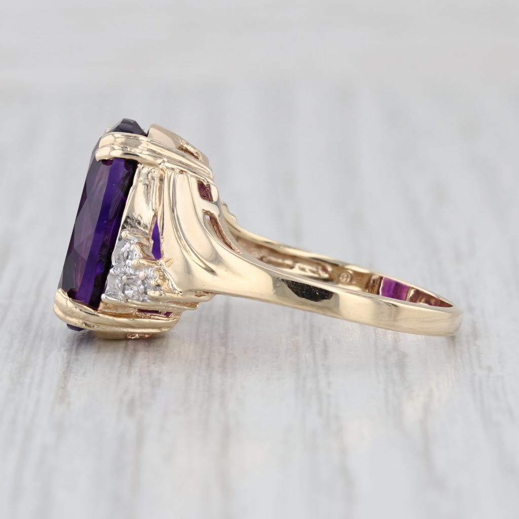 10.22ctw Oval Amethyst Diamond Ring 10k Yellow Gold Size 10