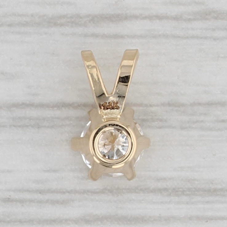 Gray New 0.30ct Round Diamond Solitaire Pendant 14k Yellow Gold Small Drop