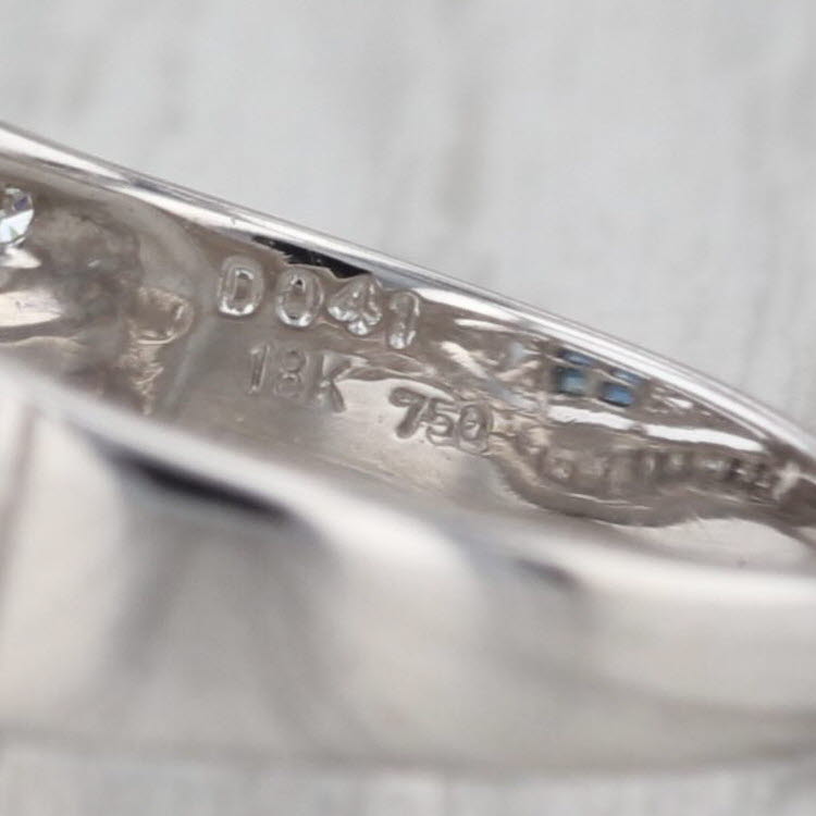 0.46ctw Blue Sapphire Diamond Ring Bridal Engagement 18k White Gold Size 6.75