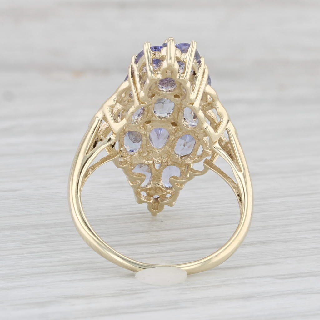 Light Gray 3.25ctw Tanzanite Cluster Ring 10k Yellow Gold Size 7 Cocktail