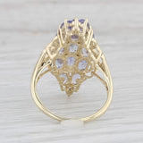 3.25ctw Tanzanite Cluster Ring 10k Yellow Gold Size 7 Cocktail