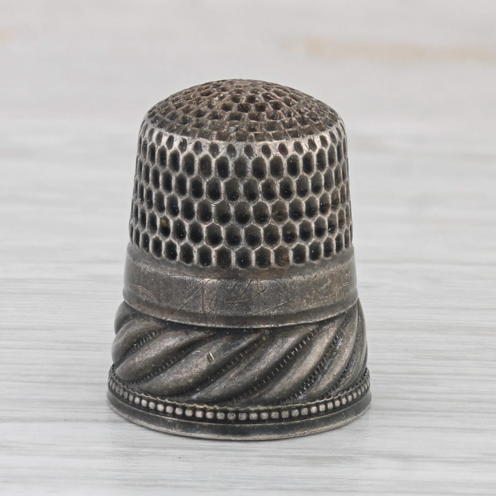 Light Gray Antique Thimble Sterling Silver Sewing Collectible Keepsake