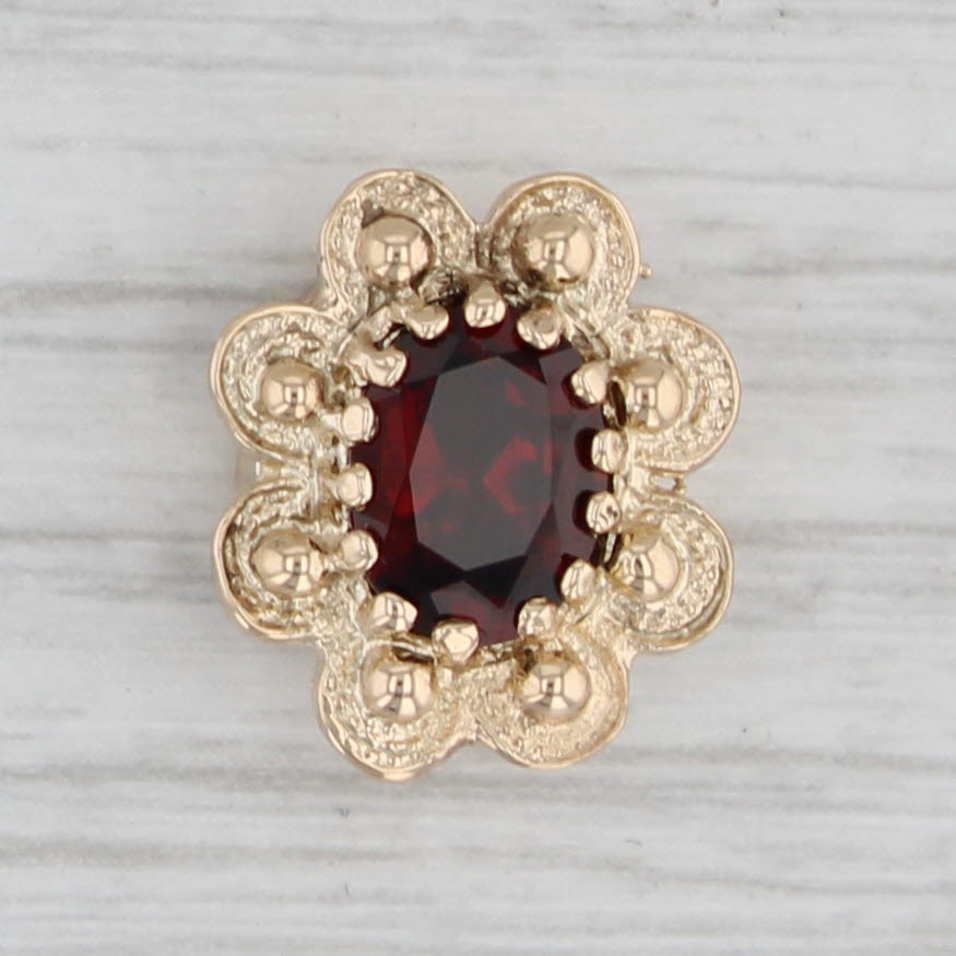 Gray Ornate Floral 1.50ct Garnet Slide Charm 14k Yellow Gold Vintage Richard Glatter