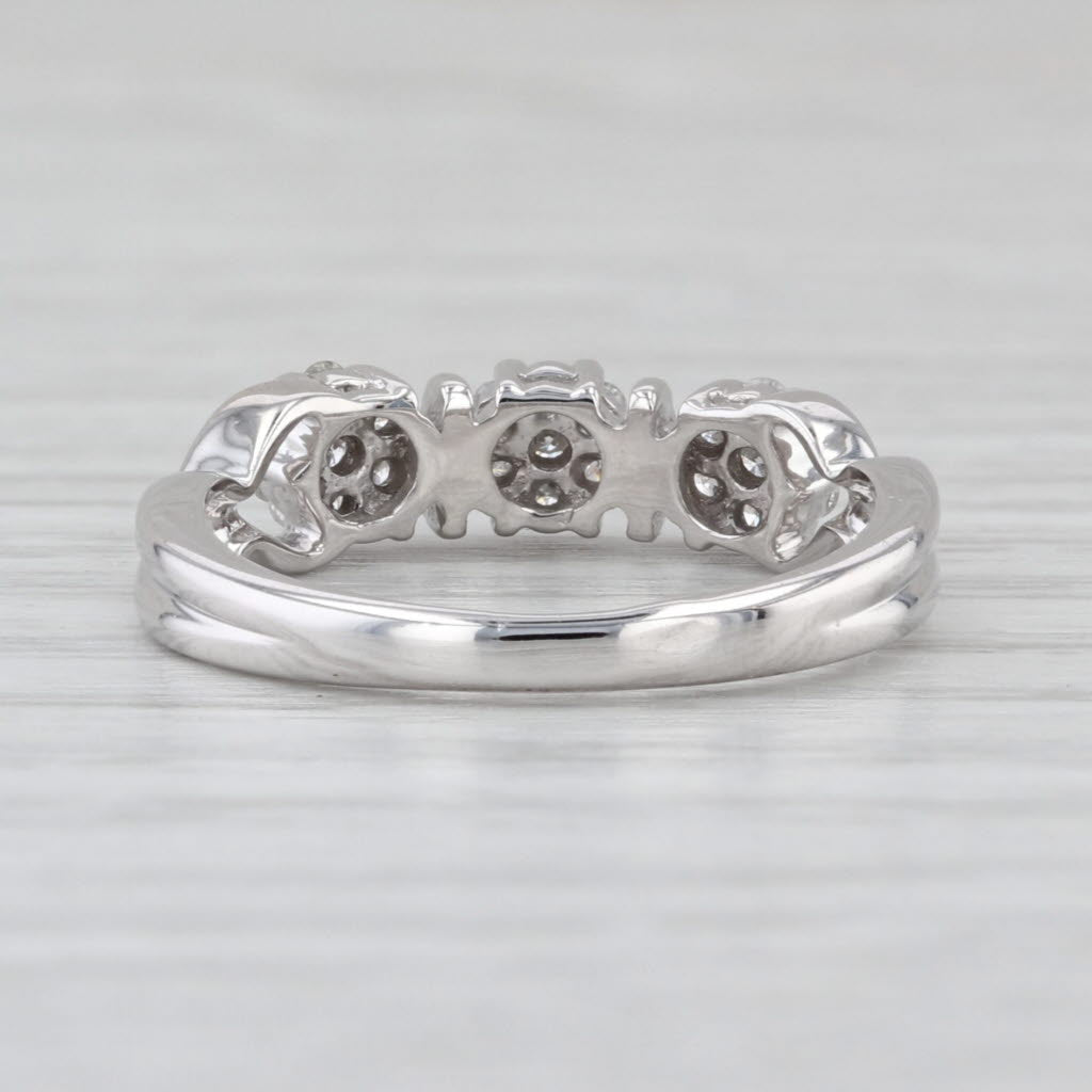 0.27ctw Diamond Flower Clusters Ring 14k White Gold Size 6 Stackable Bridal